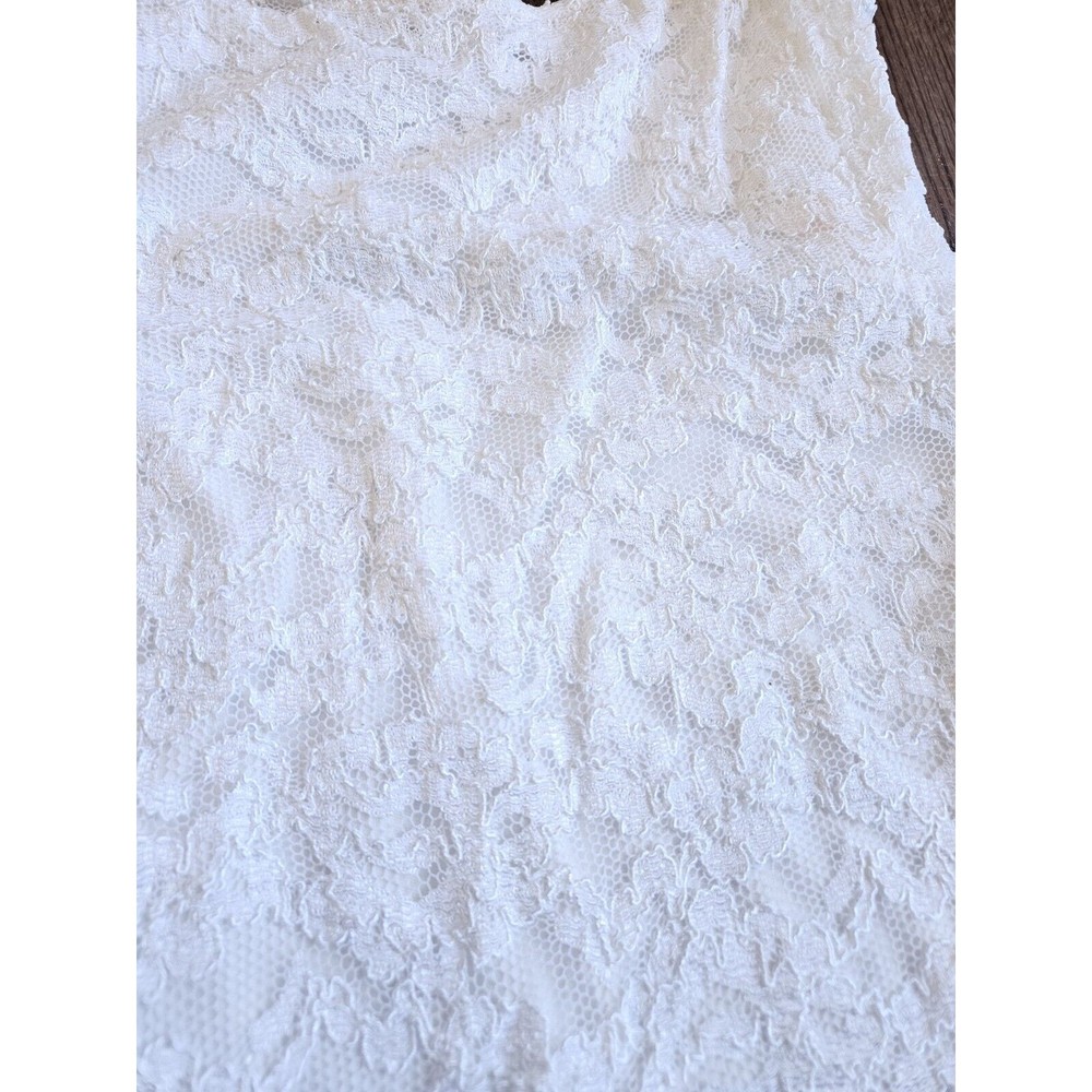 JS COLLECTIONS White Lace Vintage Midi Dress Sz 10 Formal Cocktail Wedding Dress - Picture 12 of 12